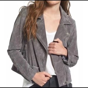 BLANK NYC SUEDE MOTO JACKET SILVER